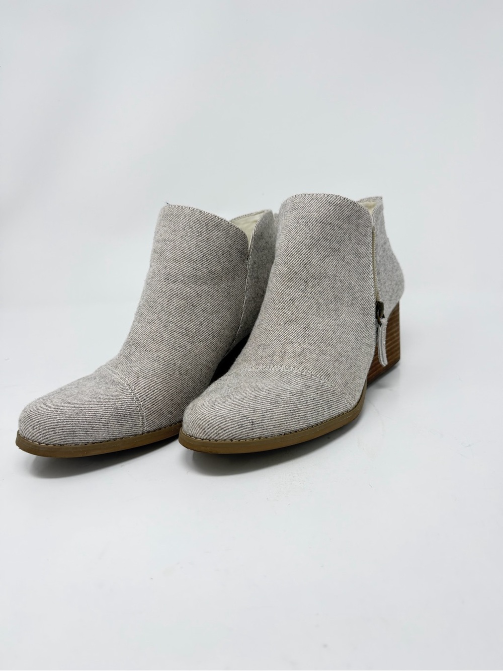 Toms Goldie Twill Shimmer Wedge Ankle Booties